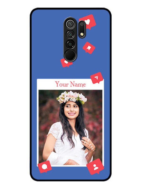 Custom Poco M2 Custom Glass Phone Case - Like Share And Comment Design