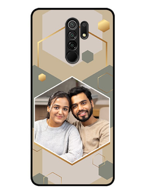 Custom Poco M2 Photo Printing on Glass Case - Stylish Hexagon Pattern Design