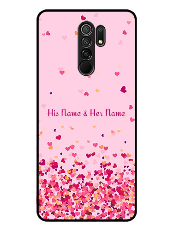 Custom Poco M2 Photo Printing on Glass Case - Floating Hearts Design
