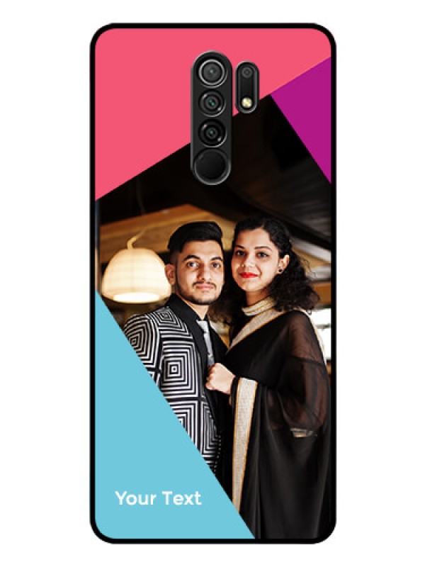 Custom Poco M2 Custom Glass Mobile Case - Stacked Triple colour Design