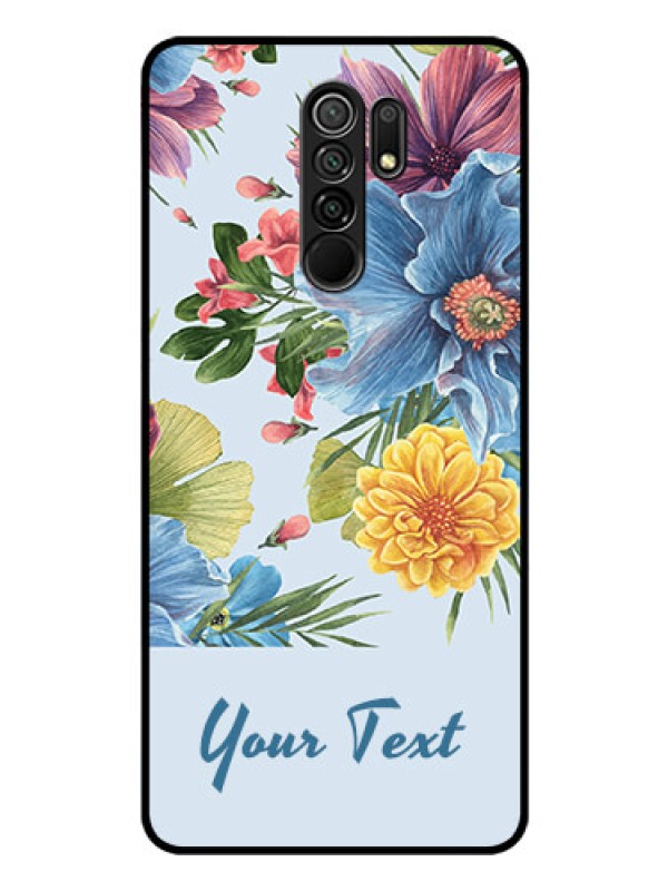 Custom Poco M2 Custom Glass Mobile Case - Stunning Watercolored Flowers Painting Design