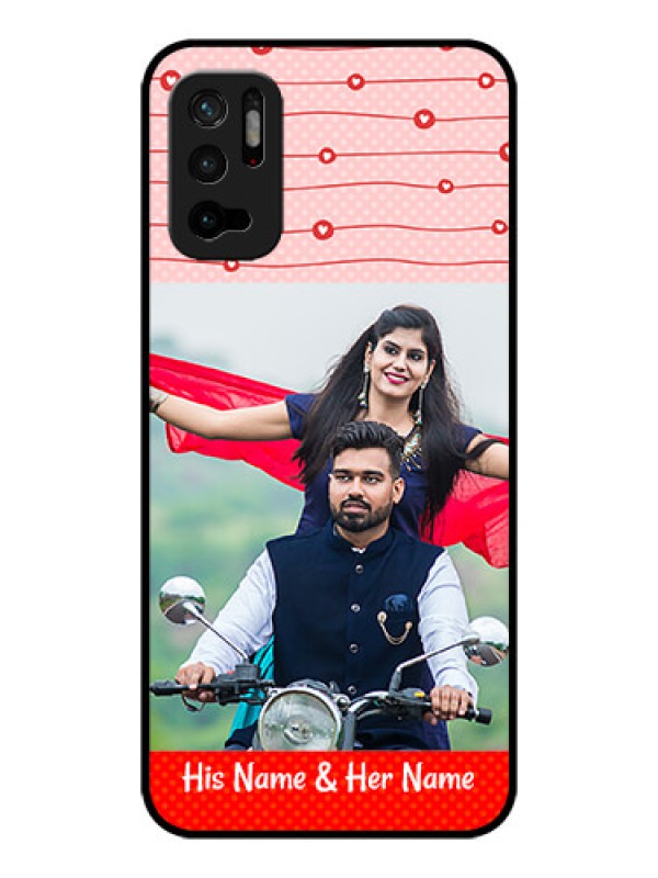 Custom Poco M3 Pro 5G Personalized Glass Phone Case - Red Pattern Case Design