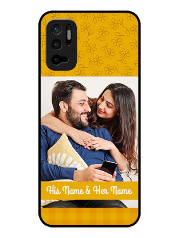 Custom Poco M3 Pro 5G Custom Glass Mobile Case - Yellow Floral Design