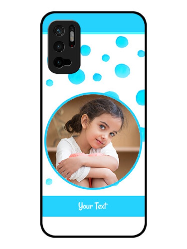 Custom Poco M3 Pro 5G Photo Printing on Glass Case - Blue Bubbles Pattern Design