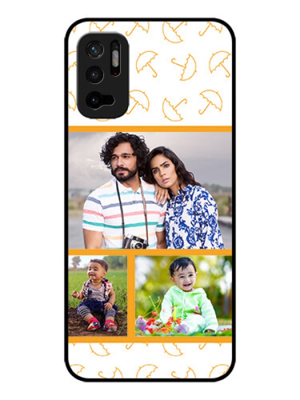 Custom Poco M3 Pro 5G Custom Glass Mobile Case - Yellow Pattern Design
