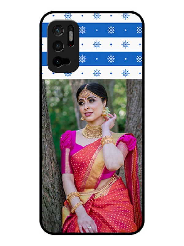 Custom Poco M3 Pro 5G Photo Printing on Glass Case - Snow Pattern Design