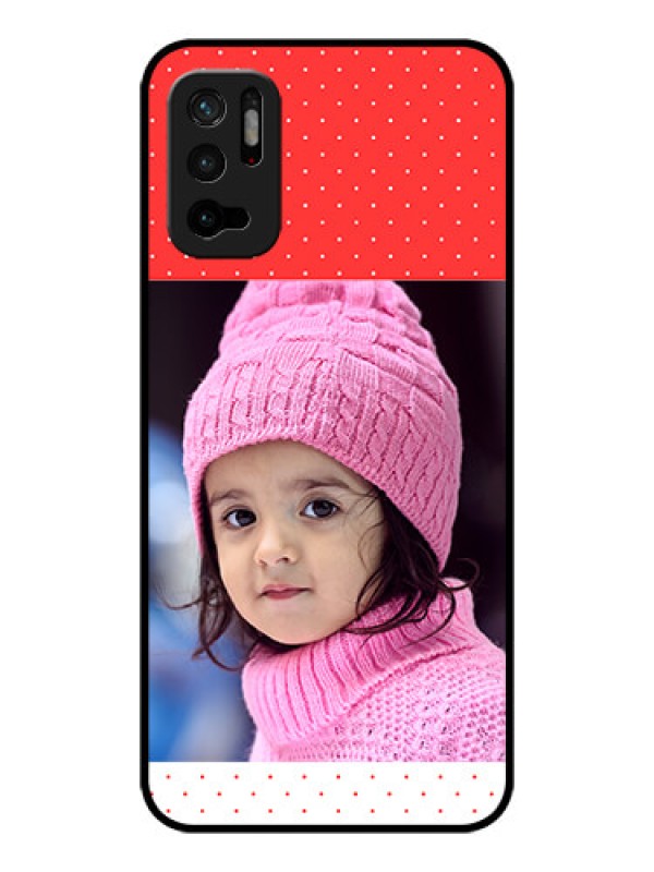 Custom Poco M3 Pro 5G Photo Printing on Glass Case - Red Pattern Design
