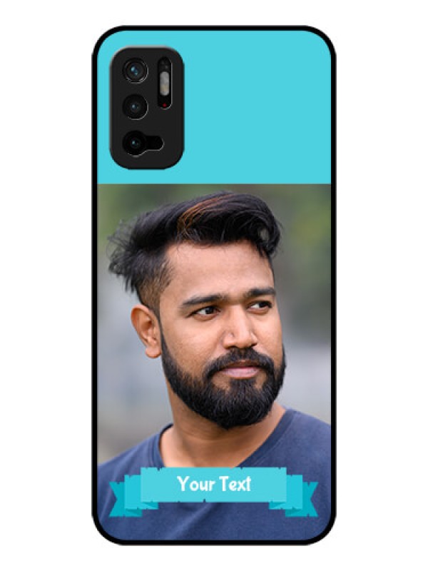 Custom Poco M3 Pro 5G Personalized Glass Phone Case - Simple Blue Color Design