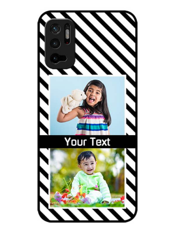 Custom Poco M3 Pro 5G Photo Printing on Glass Case - Black And White Stripes Design