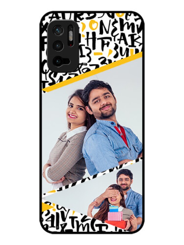 Custom Poco M3 Pro 5G Custom Glass Mobile Case - Letters Pattern Design