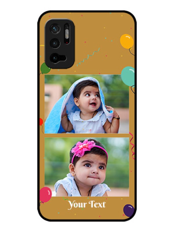 Custom Poco M3 Pro 5G Personalized Glass Phone Case - Image Holder with Birthday Celebrations Design