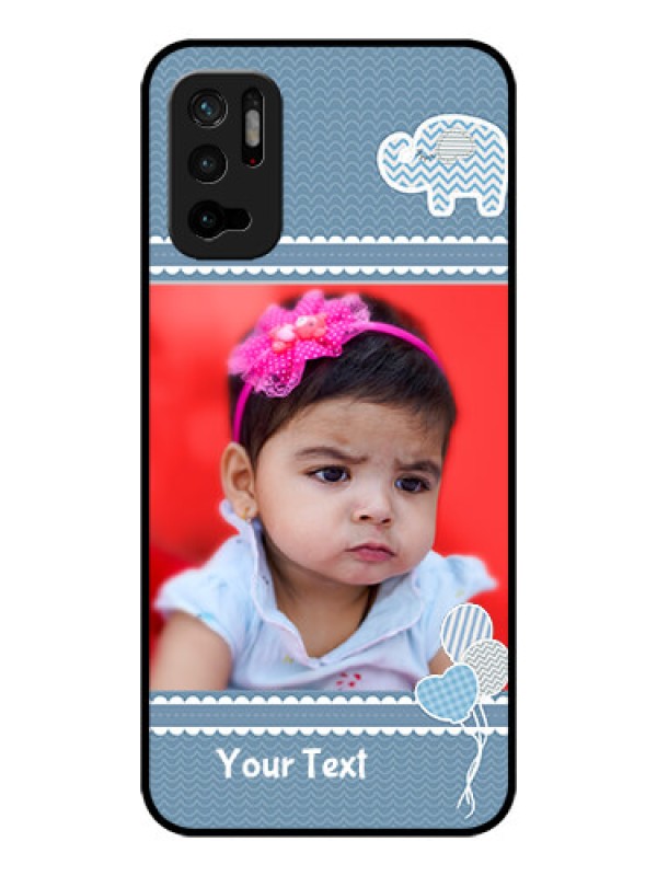 Custom Poco M3 Pro 5G Photo Printing on Glass Case - with Kids Pattern Design