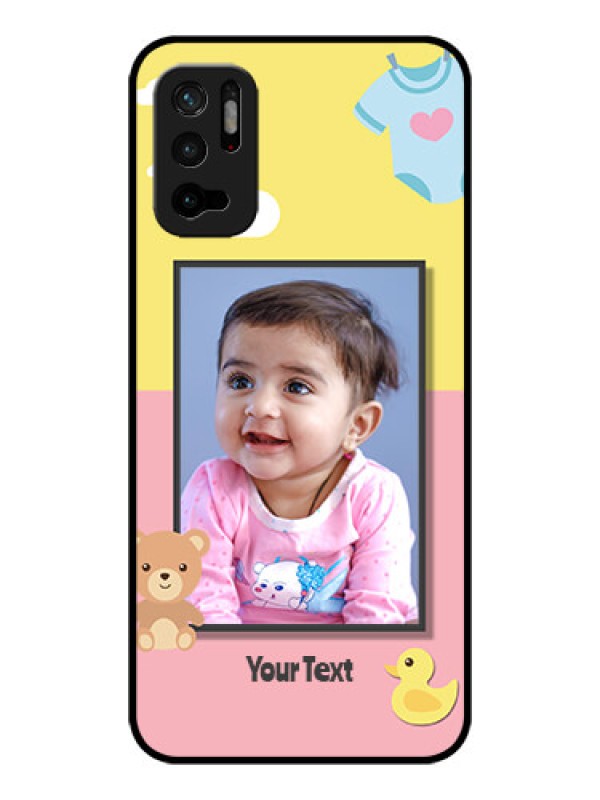 Custom Poco M3 Pro 5G Photo Printing on Glass Case - Kids 2 Color Design