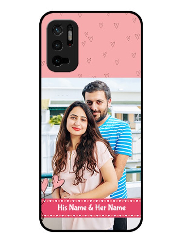 Custom Poco M3 Pro 5G Personalized Glass Phone Case - Love Design Peach Color