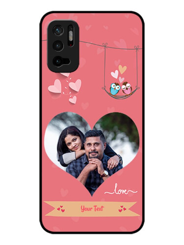Custom Poco M3 Pro 5G Personalized Glass Phone Case - Peach Color Love Design 