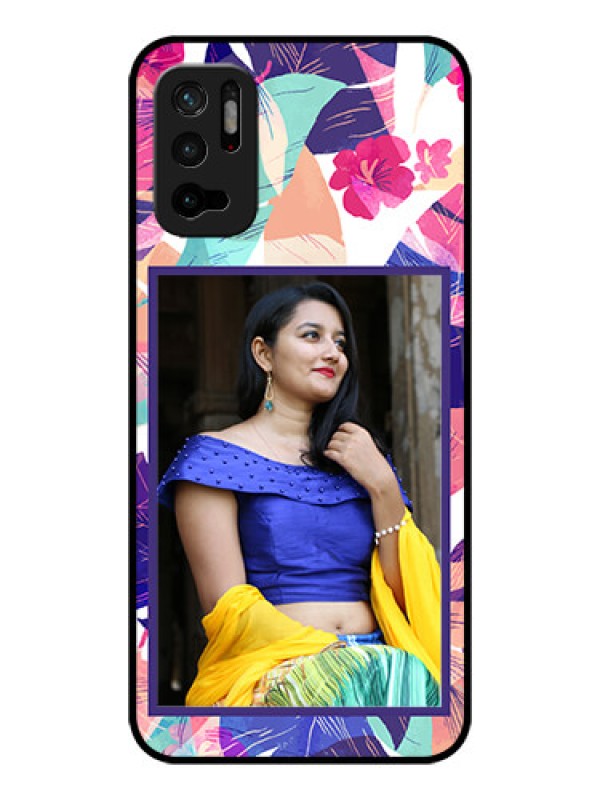 Custom Poco M3 Pro 5G Custom Glass Mobile Case - Abstract Floral Design