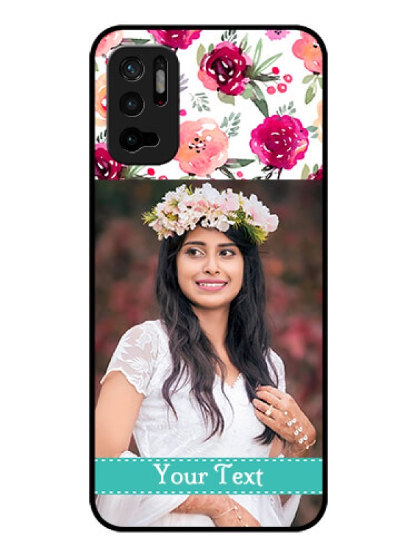 Custom Poco M3 Pro 5G Custom Glass Phone Case - Watercolor Floral Design