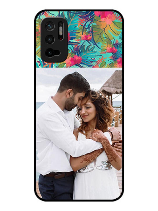 Custom Poco M3 Pro 5G Photo Printing on Glass Case - Watercolor Floral Design