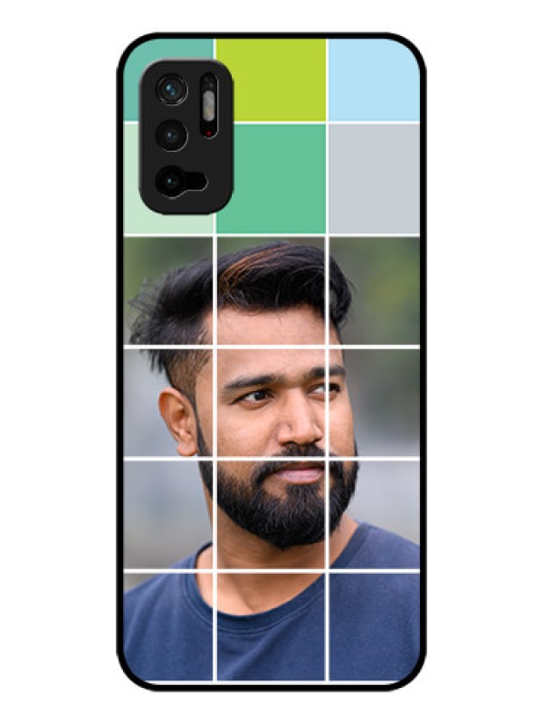 Custom Poco M3 Pro 5G Photo Printing on Glass Case - with white box pattern 