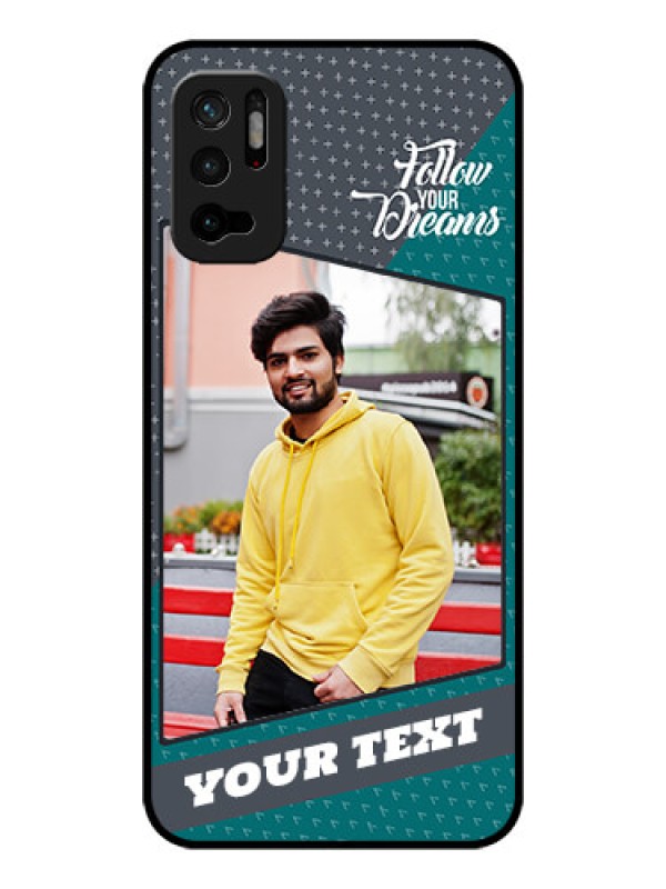 Custom Poco M3 Pro 5G Personalized Glass Phone Case - Background Pattern Design with Quote