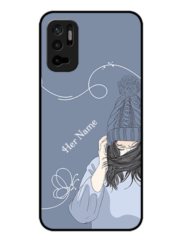 Custom Poco M3 Pro 5G Custom Glass Mobile Case - Girl in winter outfit Design