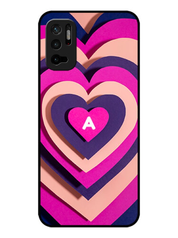 Custom Poco M3 Pro 5G Custom Glass Mobile Case - Cute Heart Pattern Design