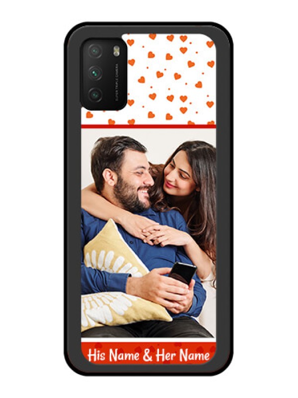 Custom Poco M3 Custom Glass Phone Case  - Orange Love Symbol Design