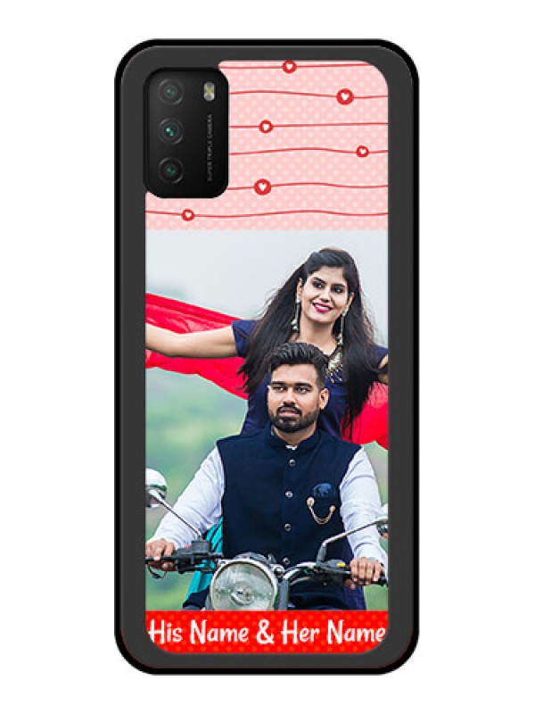 Custom Poco M3 Personalized Glass Phone Case  - Red Pattern Case Design