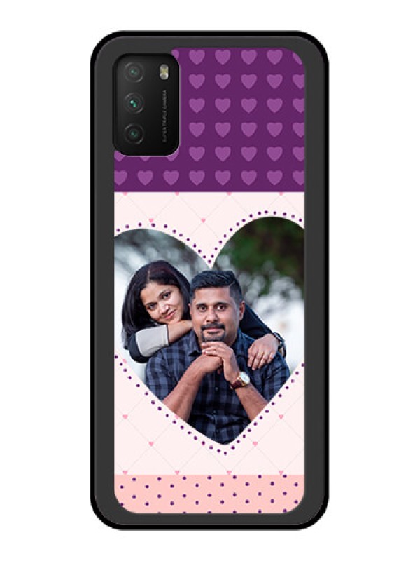 Custom Poco M3 Custom Glass Phone Case  - Violet Love Dots Design