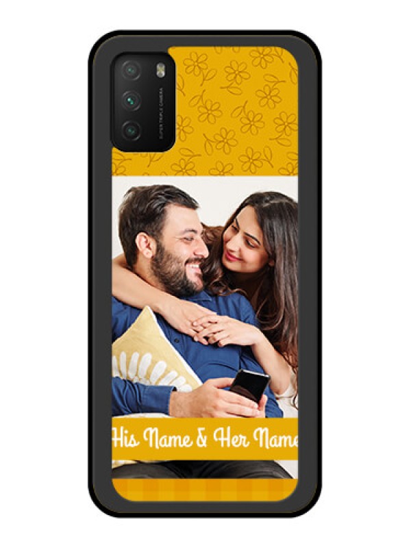 Custom Poco M3 Custom Glass Mobile Case  - Yellow Floral Design