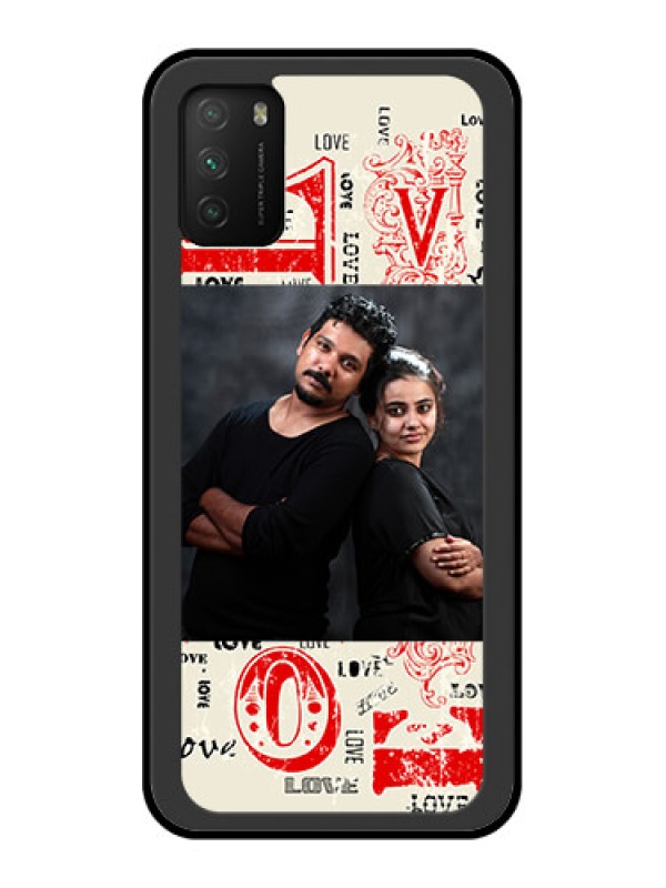 Custom Poco M3 Photo Printing on Glass Case  - Trendy Love Design Case