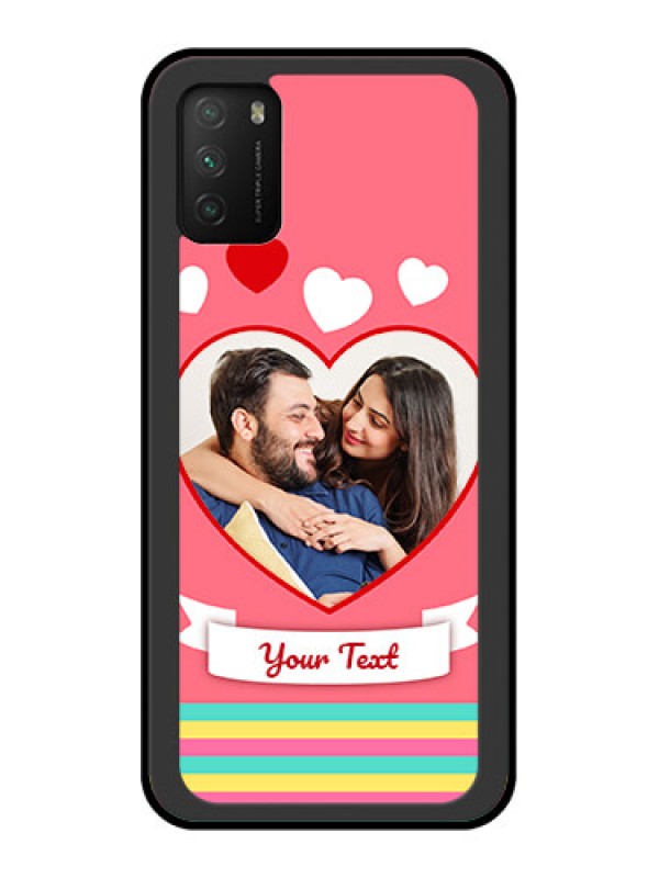 Custom Poco M3 Photo Printing on Glass Case  - Love Doodle Design