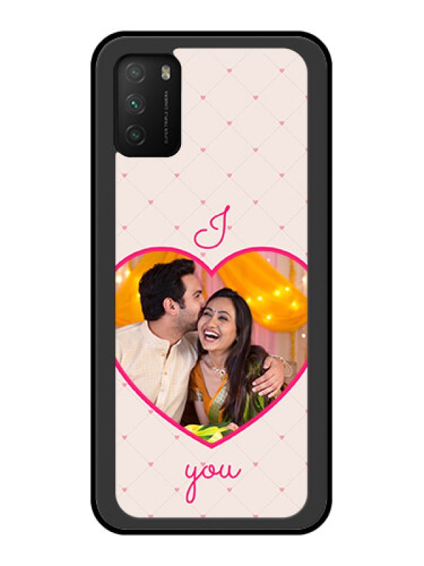 Custom Poco M3 Custom Glass Mobile Case  - Heart Shape Design