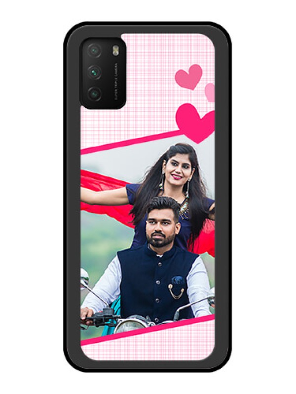 Custom Poco M3 Custom Glass Phone Case  - Love Shape Heart Design