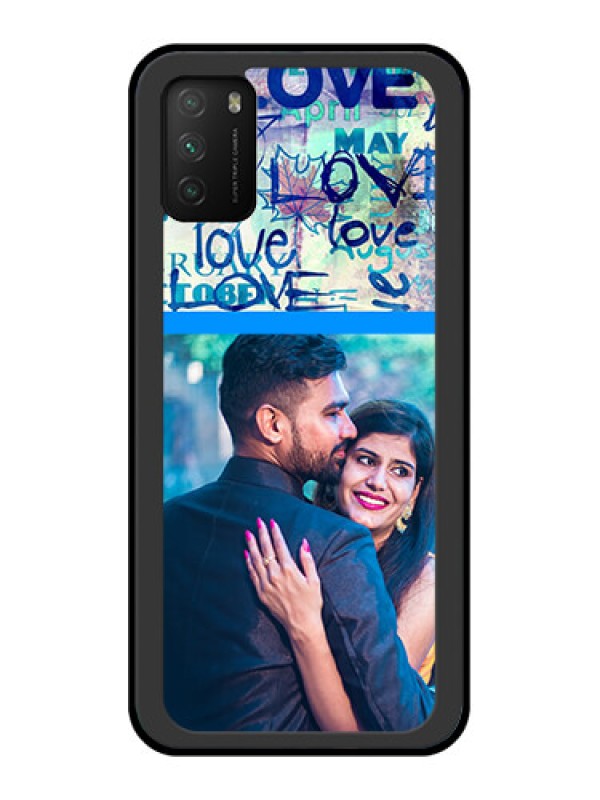 Custom Poco M3 Custom Glass Mobile Case  - Colorful Love Design