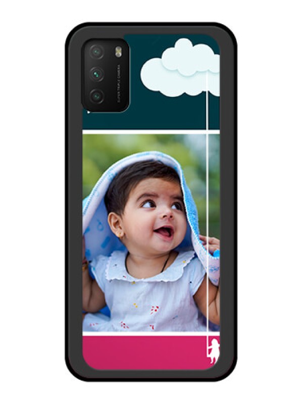 Custom Poco M3 Custom Glass Phone Case  - Cute Girl with Cloud Design