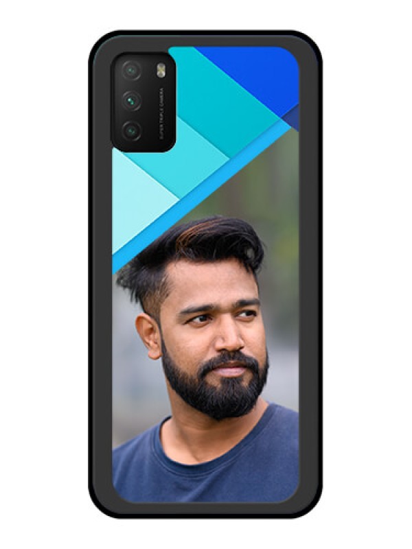 Custom Poco M3 Custom Glass Phone Case  - Blue Pattern Design