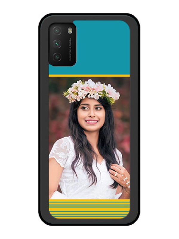 Custom Poco M3 Custom Glass Phone Case  - Yellow & Blue Design 