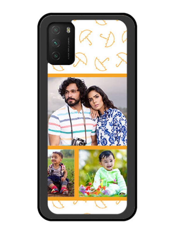 Custom Poco M3 Custom Glass Mobile Case  - Yellow Pattern Design