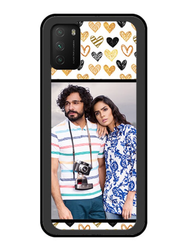 Custom Poco M3 Photo Printing on Glass Case  - Love Symbol Design
