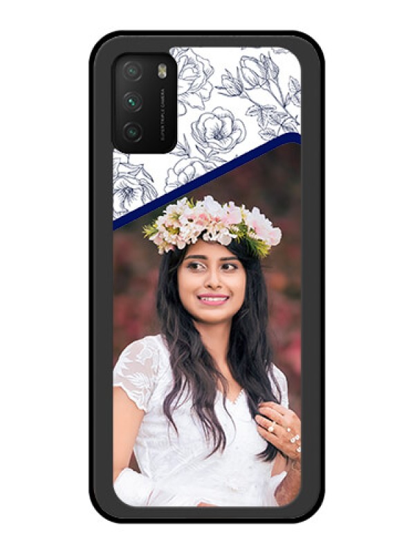 Custom Poco M3 Personalized Glass Phone Case  - Premium Floral Design