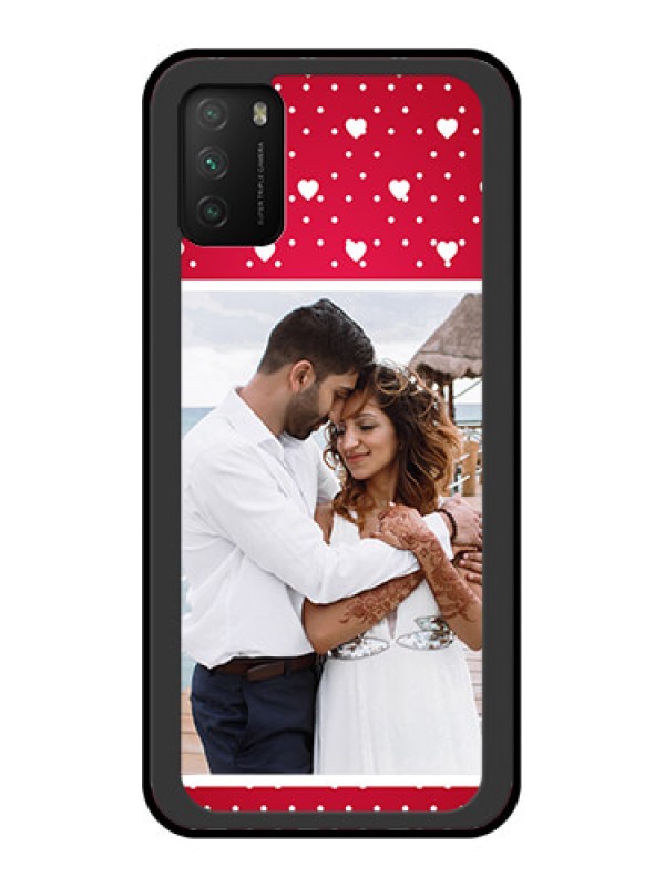 Custom Poco M3 Photo Printing on Glass Case  - Hearts Mobile Case Design