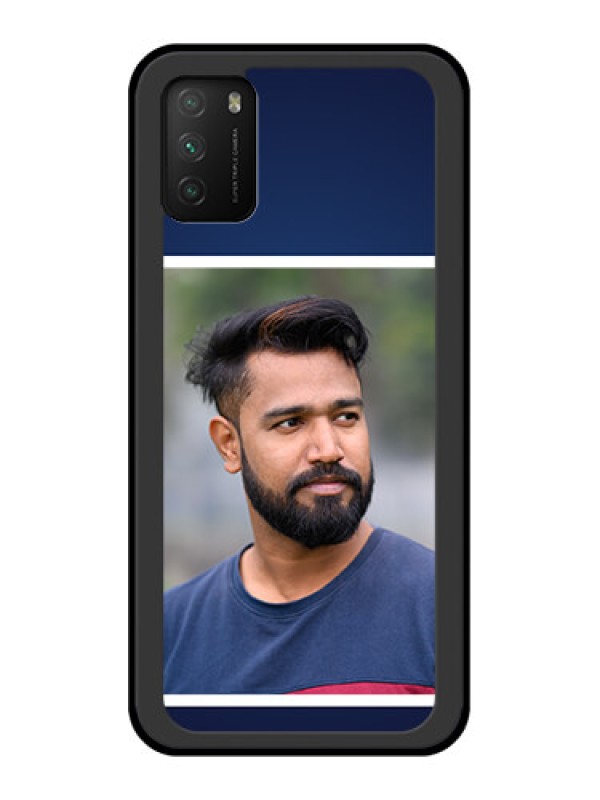 Custom Poco M3 Personalized Glass Phone Case  - Simple Royal Blue Design