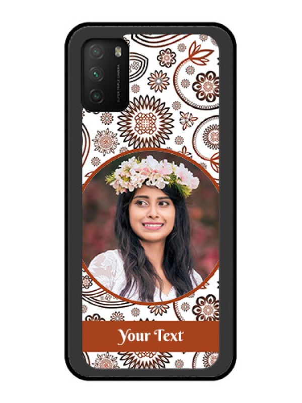 Custom Poco M3 Custom Glass Mobile Case  - Abstract Floral Design 