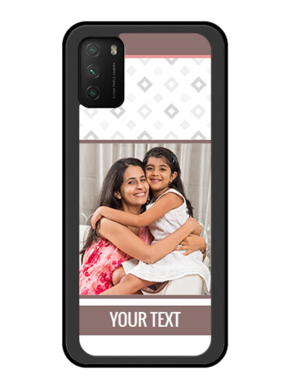 Custom Poco M3 Photo Printing on Glass Case  - Simple Diamond Design