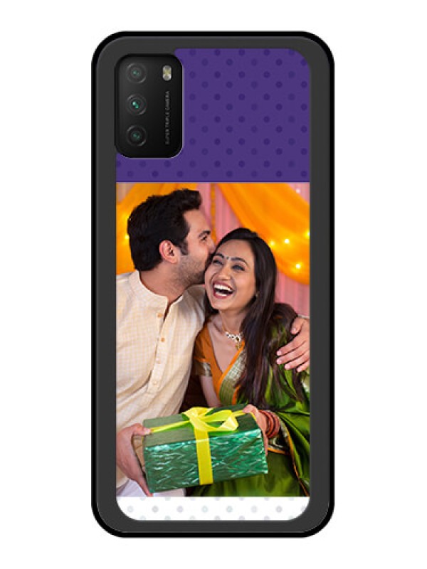 Custom Poco M3 Personalized Glass Phone Case  - Violet Pattern Design