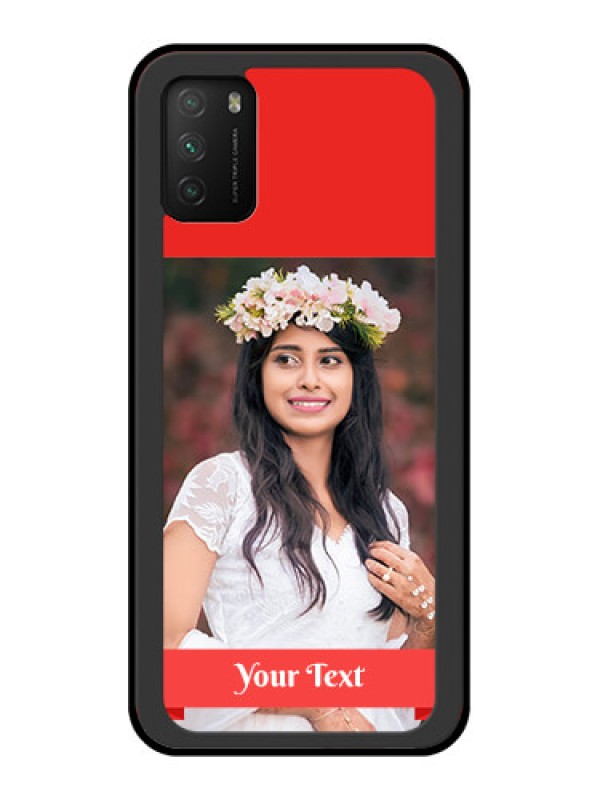 Custom Poco M3 Custom Glass Phone Case  - Simple Red Color Design