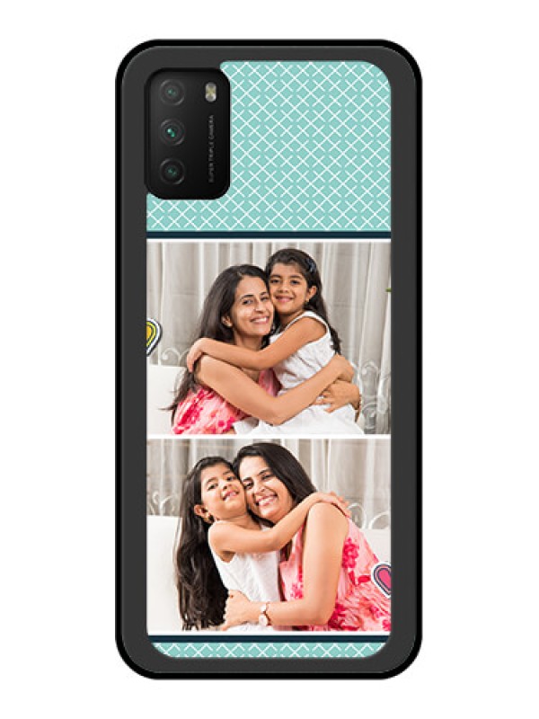 Custom Poco M3 Custom Glass Phone Case  - 2 Image Holder with Pattern Design