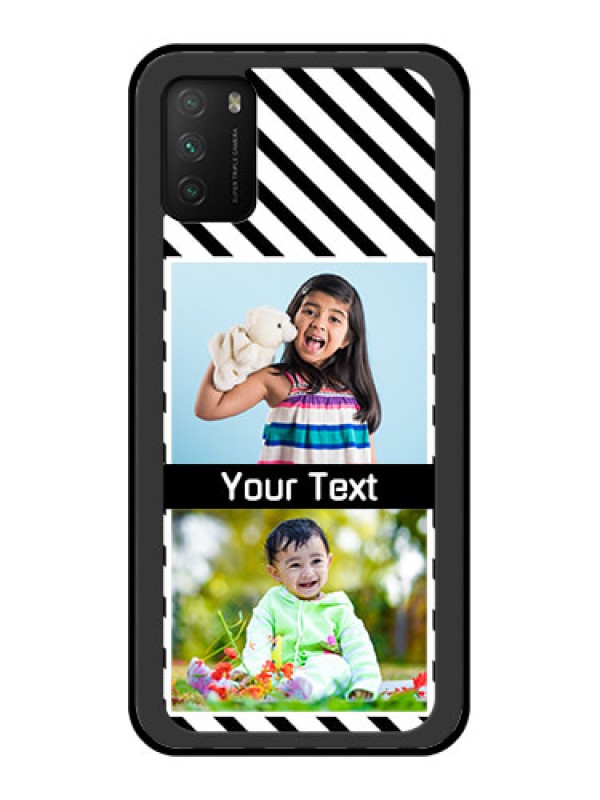Custom Poco M3 Photo Printing on Glass Case  - Black And White Stripes Design
