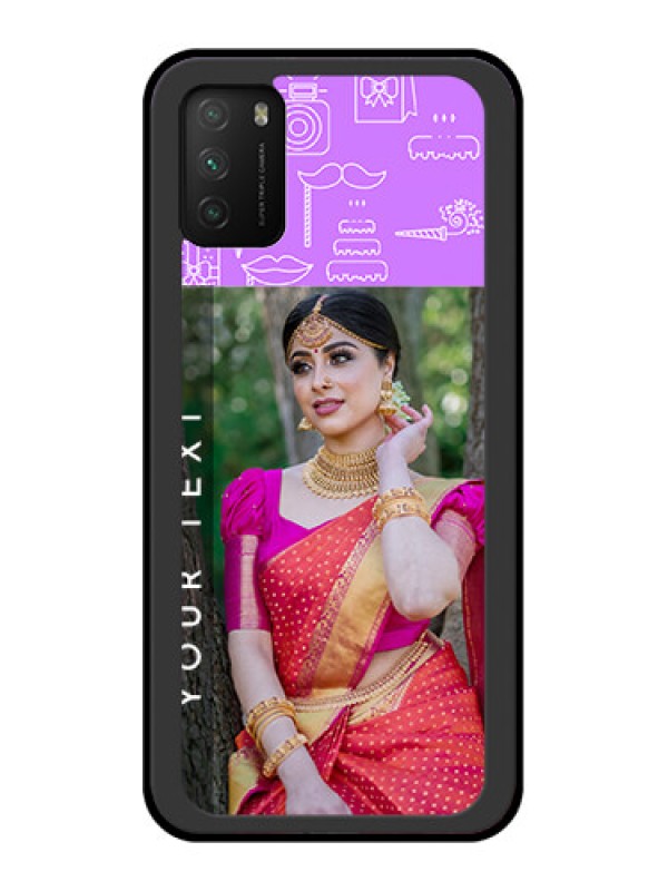 Custom Poco M3 Custom Glass Mobile Case  - Birthday Icons Design